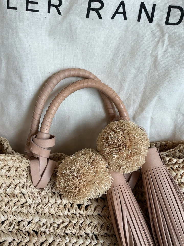 Hermoso Bolso de Mano Loeffler Randall Nuevo sin Etiquetas Rafia Natural con Adornos  Foto 4 de 4