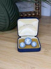 Vintage Wedgwood Blue Jasperware and Sterling Silver Angel Ring & Earrings Set