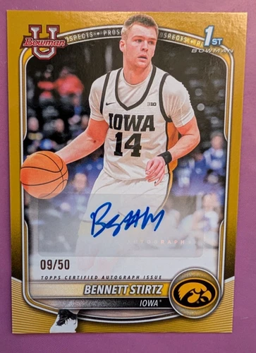 New Listing2025-26 Bowman Basketball Bennett Stirtz Iowa 1st Prospects Auto /50