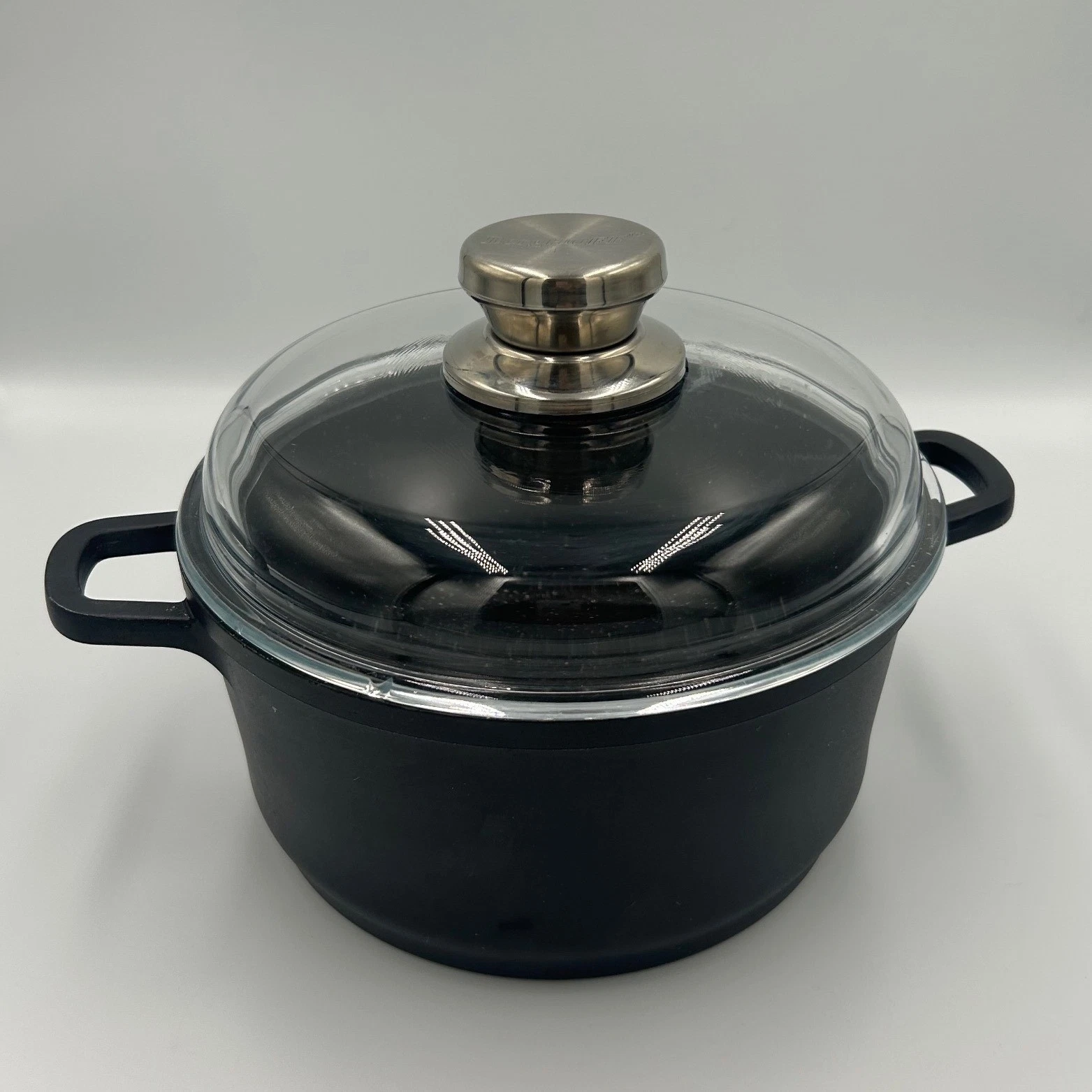 BergHOFF Non-Stick Stockpot with Glass Lid Speckled Black Dutch Oven Casserole