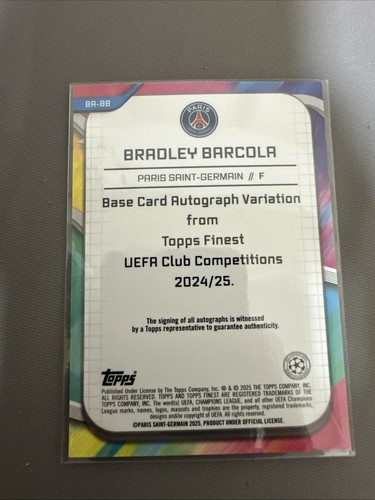 2024-25 Topps Finest UEFA UCC PSG Bradley Barcola Gold Wave Autograph/50 - Picture 2 of 2