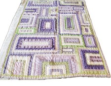 Pottery Barn Kids Girls' Toddler Bed Quilt Lavender  Green 50"x 36"