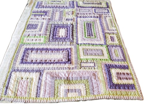 Edredón de cama Pottery Barn niños niñas pequeñas lavanda y verde 50"x 36" 
