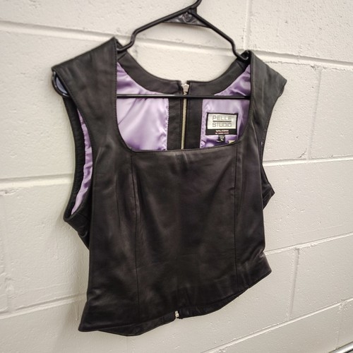 Chaleco WILSONS Negro "Pelle Studio" 100% Cuero Cremallera Completa Para Mujer Talla XL - Imagen 2 de 8