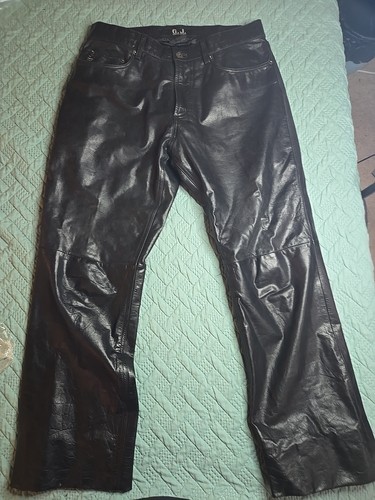 Guess 100% Leder Hose schwarz Gr.32 gefüttert Rocker Biker Y2K 90er - Bild 2 von 9