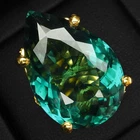 Luxurious Lagoon Blue Tourmaline Pear 22.65Ct 925 Sterling Silver 24K Gold Rings