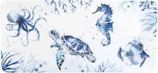 17 inches Indigo Sea Life Melamine Rectangle Serving Tray, Coastal Party Tray