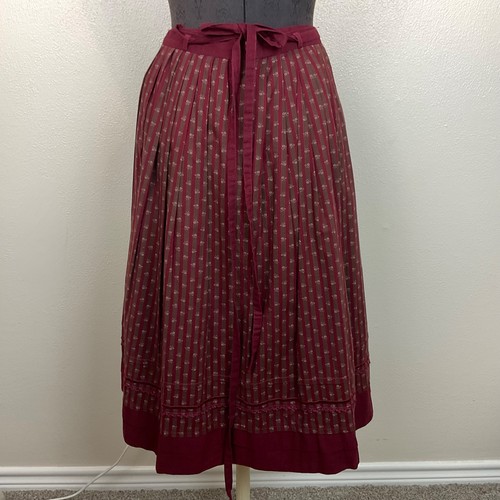 Vintage Wiki Trachten deutscher Rock weinrot Baumwolle Streifen Blumen Oktoberfest Dirndl XS - Bild 7 von 14
