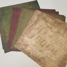 Lot 8 Sheets 12x12 Scrapbook Printed Paper CHRISTMAS Themed Vintage