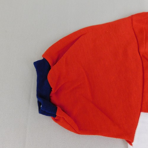 Deadstock Kid's Single Stitch Vintage Polo Shirt 16, Red-Navy Colorblock #4855 - Picture 3 of 9