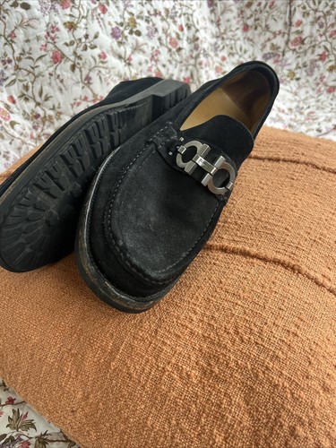$849.00!! FERRAGAMO LUXURY MEN BLACK SUEDE SILVER BIT LOAFERS SHOES SIZE 10 D - Picture 22 of 22