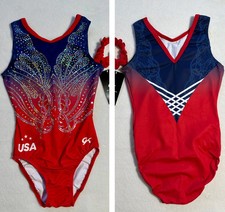 New GK ELITE gymnastics TEAM USA Replica ELEGANCE Olympic LEOTARD Sequin SIZE AS