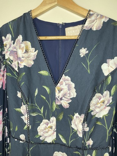 keepsake the label floral pleated midi dress Women Size 4 Navy - Picture 7 of 19