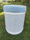 Vintage Plysu Laundry Bin Basket blue  Floral Storage Lid Lidded 1970s Prop