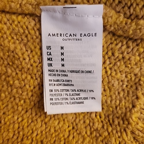 Suéter Fair Isle para mujer MED vintage American Eagle cuadrado amarillo escandinavo - Imagen 7 de 8