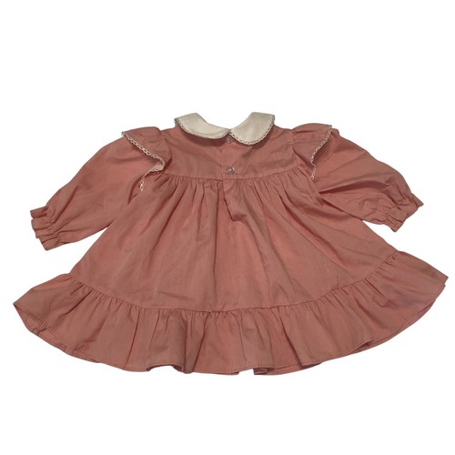 Vintage Polly Flinders Smocked Dress With Heart Baby Girl 12 M Pink Dress - Picture 2 of 6