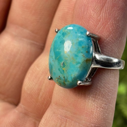 Vtg Gemporia Sterling Silver 925 Natural Turquoise 20mm Cabochon Band Ring Sz 7 - Picture 11 of 16