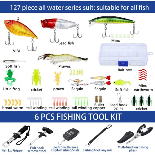 Kit de equipo de pesca de 482 piezas, mochila y caja de aparejos con aparejos incluidos... - Imagen 4 de 6