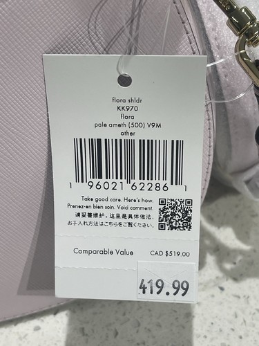 BOLSO BANDOLERA KATE SPADE FLORA ROSA PEQUEÑO HOMBRO MONEDERO CUERO AMATISTA PÁLIDO - Imagen 16 de 18
