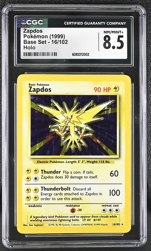CGC 8.5 Zapdos 1999 Base Set 16/102 Holo Pokemon Card - Picture 1 of 2