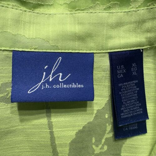 J.H. Collectiables Women's XL Tunic Top Button Up Lime Green 3/4 Sleeve - Picture 3 of 8