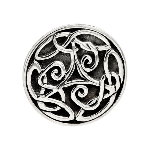 Celtic Knot Oxidised Circular Disc Sterling Silver 925 Pendant - Picture 3 of 6