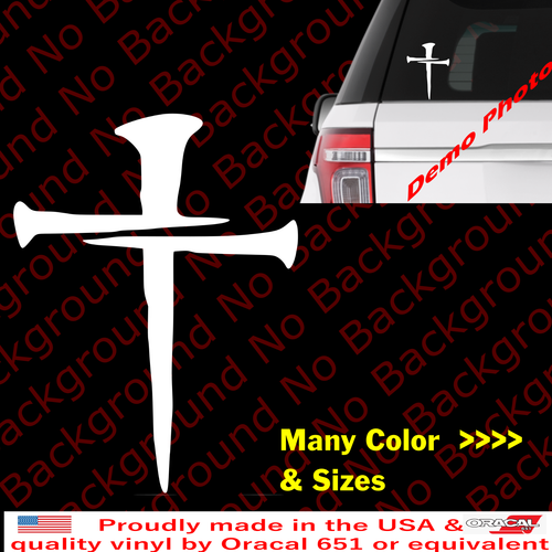 Cross Nails Christian Vinyl Die Cut Decal Sticker - Jesus Christ Religious JS019 - Picture 1 of 9