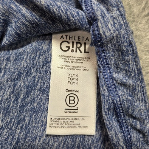 Athleta Girl Uptempo Hoodie XL 14 Blue Lightweight Cuffins Preppy Gym Activewear - Picture 5 of 9