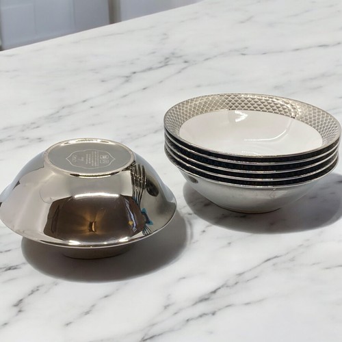 Ciroa Luxe Platino Plata Lattis (Enrejado) Patrón 7" Borde Sopa/Cuenco de Cereales - Imagen 3 de 7