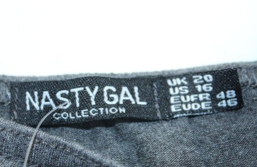 NWT Nasty Gal Women's Charcoal Gray Bow Tie Square Neck Bodysuit Size 16 - Picture 10 of 12