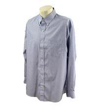 JoS A Bank Men's Traveler's Collection Cotton Blue Stripe Shirt 16.5-35 Large
