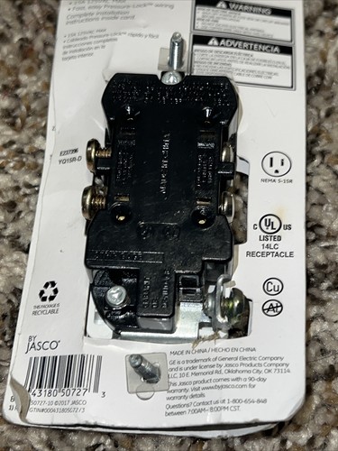 GE Grounding Duplex Receptacle Quick Installation White 50727 NEW Nema 5-15R - Picture 5 of 7