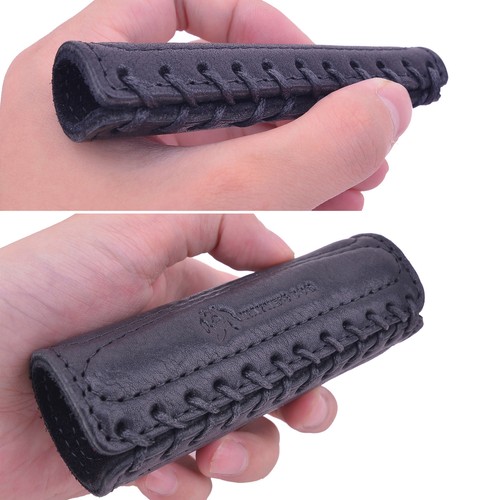 Black Leather Motorcycle Brake Clutch Covers +Handlebar Grips Covers(Small Size) - Picture 5 of 21