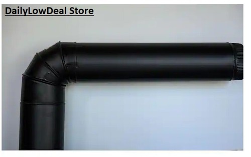 6 Inch Black Stove Pipe Snap-Lock Design Single Wall Steel 24-Gauge Adjustable - Picture 2 of 15