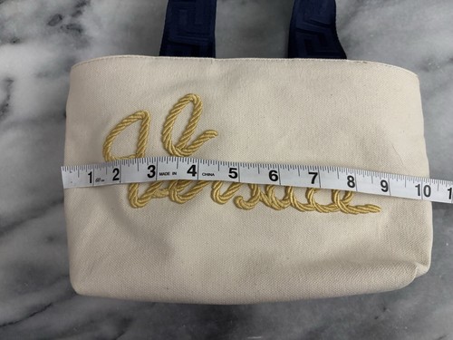 100% Authentic Versace canvas Shoulde Bag/top Handle -Tan/navy Blue -size XS - Picture 8 of 18