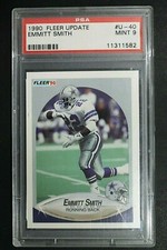 Emmitt Smith Dallas Cowboys 1990 Fleer Update #U40 Graded ROOKIE Card PSA 9