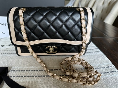 Chanel 23B Small Bi-Color Black/Beige Flap - Brand New In Box w/receipt. - Picture 3 of 15