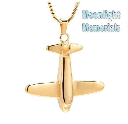 New Airplane Jet Plane Cremation Urn Keepsake Ashes Memorial Necklace - Picture 4 of 12