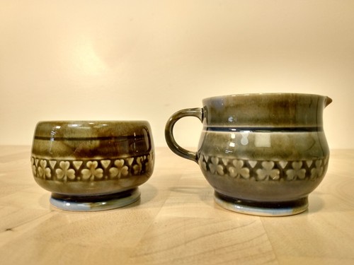 Wade irisches Porzellan Milchkännchen & Zucker Set grün Kleeblatt Vintage klein Irland - Bild 2 von 6