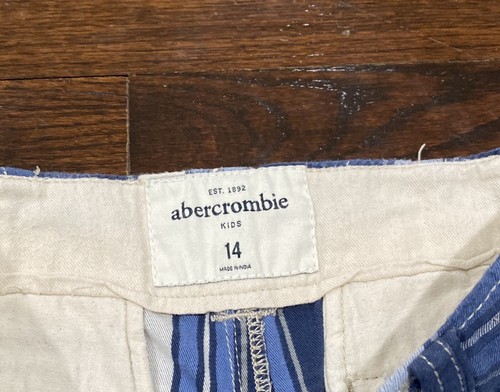 Abercrombie & Fitch Kids Boys Button Front Plaid Shorts Size 14 Blue White - Picture 8 of 8