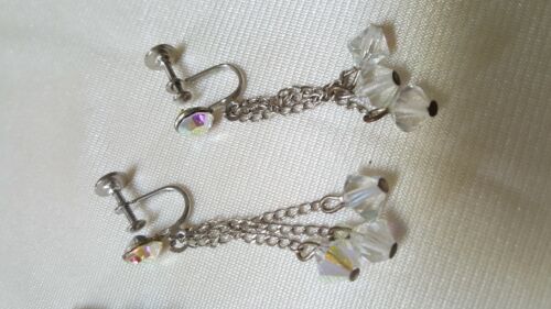 3 Pr. Pendientes colgantes vintage de diamantes de imitación con clip-2 pr. Juego de puntas y 2 pr. ScrewBack - Imagen 4 de 8