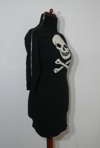 Betsey Johnson skull sweater dress with side zip detail size L M vintage - Picture 2 of 6