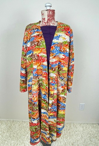 Bunte 70er Style LULAROE REGENBOGEN MORGENMANTEL JACKE Taschen Strickjacke Long Pullover M? - Bild 11 von 12