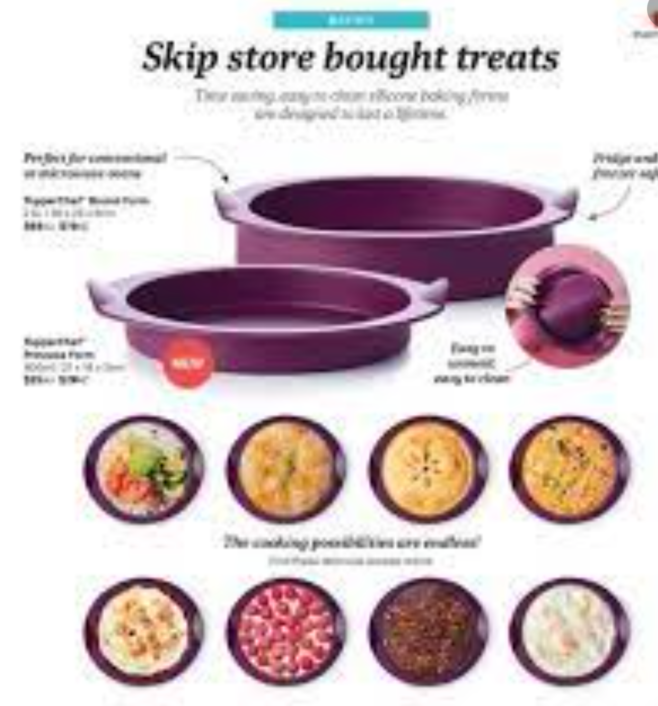 Tupperware Silicone Round Forms Set of 2 Purple Baking Molds Pans 7"+11