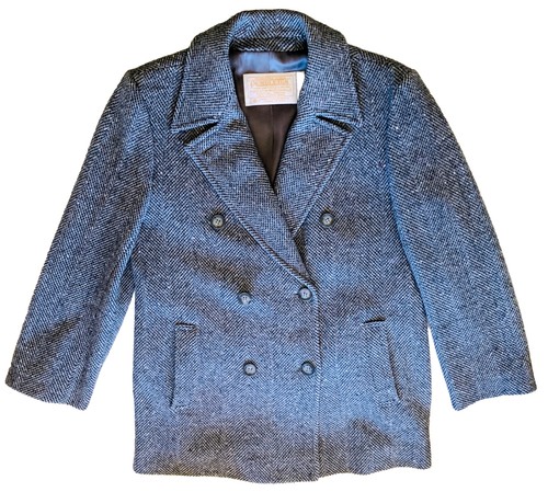 PENDLETON Herringbone Gray Peacoat Jacket 100% Virgin Wool Women’s Size 10 Coat - Picture 1 of 9