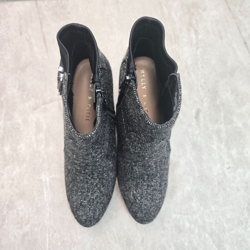 K&K High Block Heel Ankle Boots Size 6 Gray Black Old Money Dressy Buckle Bootie - Picture 2 of 12