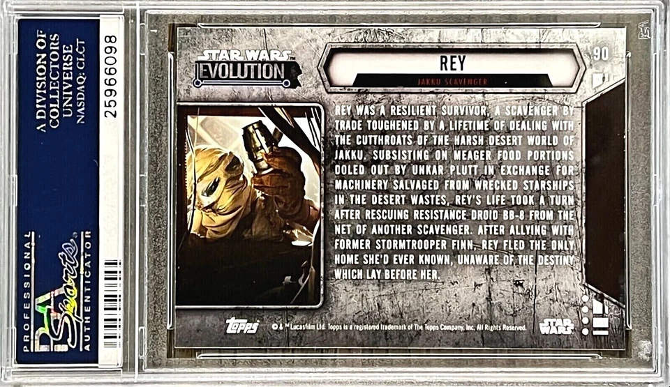 2016 Topps Star Wars Evolution Rey #90 PSA 10 GEM MINT (RARE: Population 3)  - Image 2 of 2