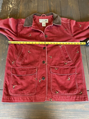 Vintage LL Bean Corduroy Jacket L Petite Embroidered Pheasants Barn Chore Coat - Picture 18 of 18