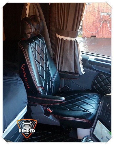 SCANIA vabis R-series 2014-.. Full ECO LEATHER SEAT COVERS Black - Picture 5 of 5
