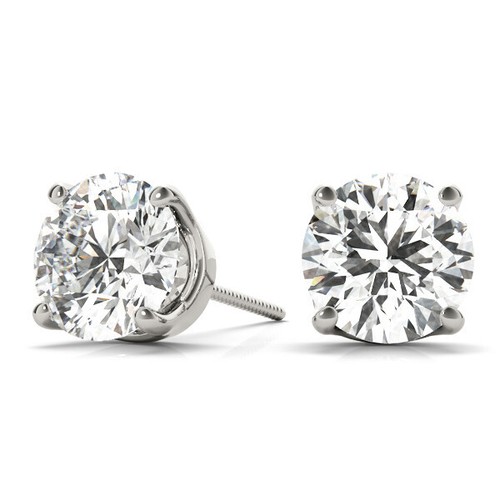 Orecchini a perno F/SI diamante taglio tondo naturale set 4 punte in oro e platino - Foto 22 di 61